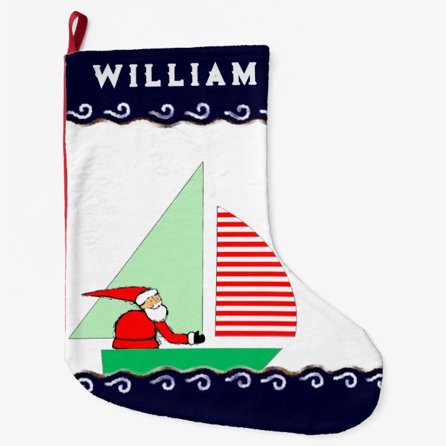Meia De Natal Grande Presente de Feriado à vela (Frente)