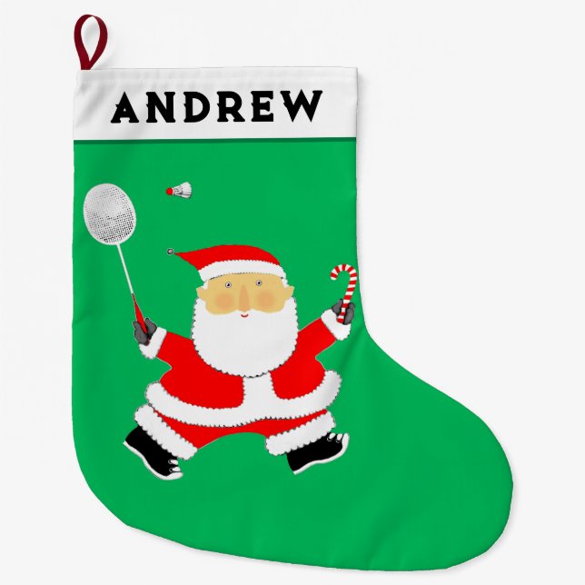 Meia De Natal Grande Presente de Feriado de Badminton (Frente)