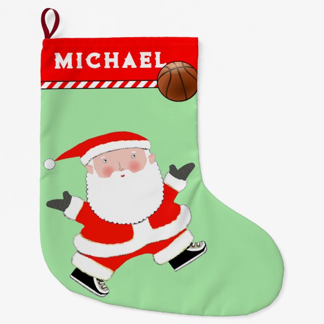 Meia De Natal Grande Presente de Feriado de Basquete (Frente)
