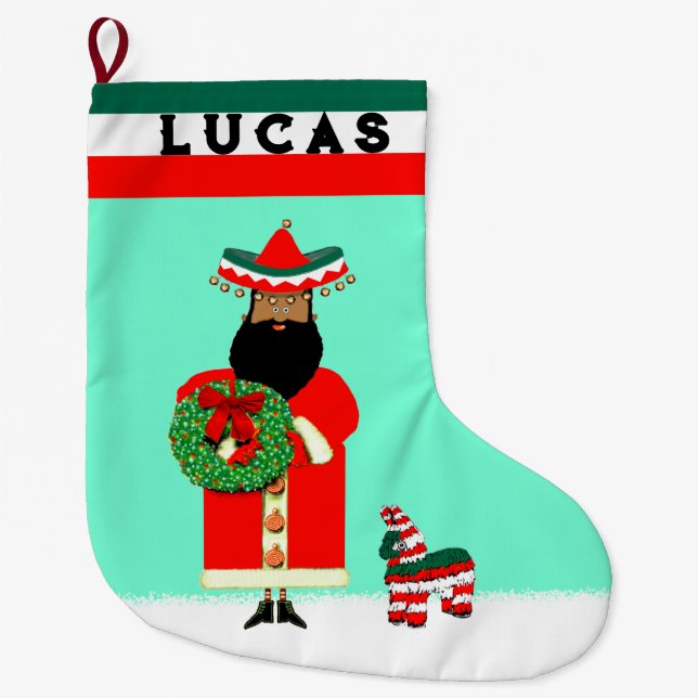 Meia De Natal Grande Presente de Feriado Mexicano (Frente)