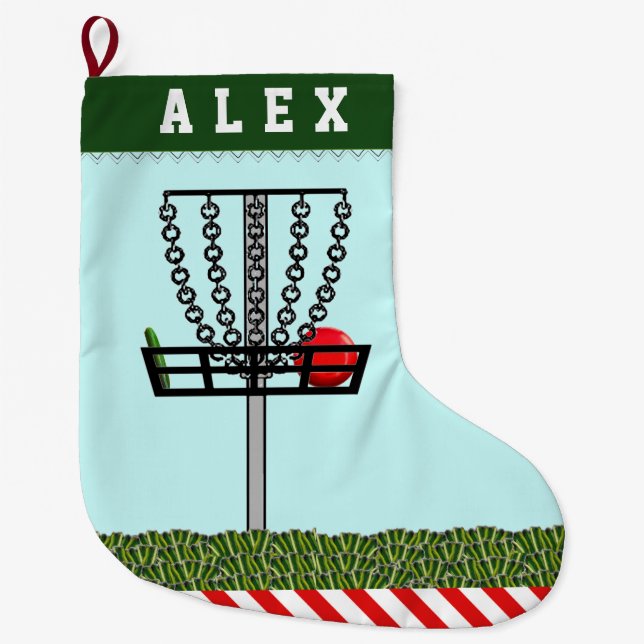 Meia De Natal Grande Presente de Férias de Disc Golf (Frente)