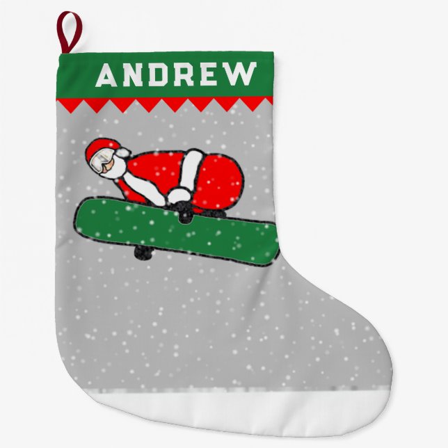 Meia De Natal Grande Presente de Férias de Snowboarding Snowboarder (Frente)