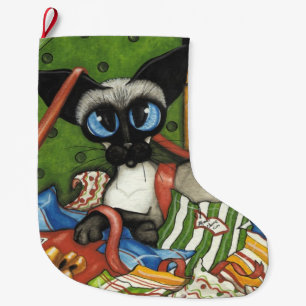 Meia De Natal Grande Presente de Gato Siamês em Bilihrle