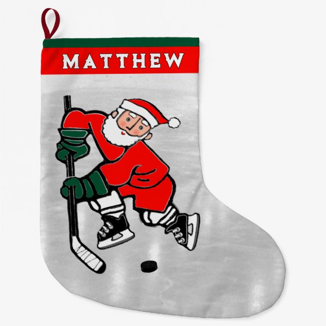 Meia De Natal Grande Presente de Hóquei (Frente)
