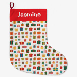 Meia De Natal Grande Presente de Natal Colorido Simples Personalizável