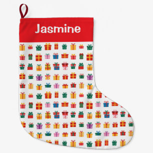 Meia De Natal Grande Presente de Natal Colorido Simples Personalizável