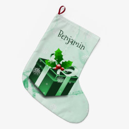 Meia De Natal Grande Presente de Natal Verde - Stocks