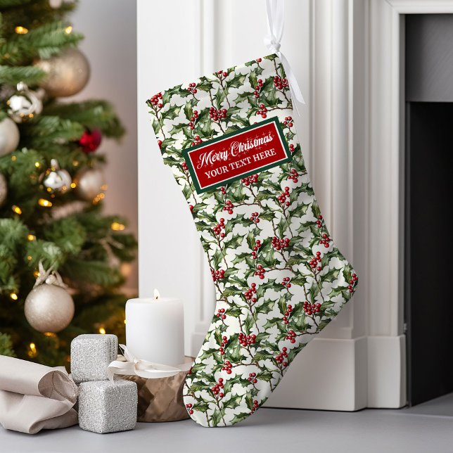 Meia De Natal Grande Presente de Nome Personalizado de Estoque de Natal (Watercolor Christmas Stocking Custom Name Gift)