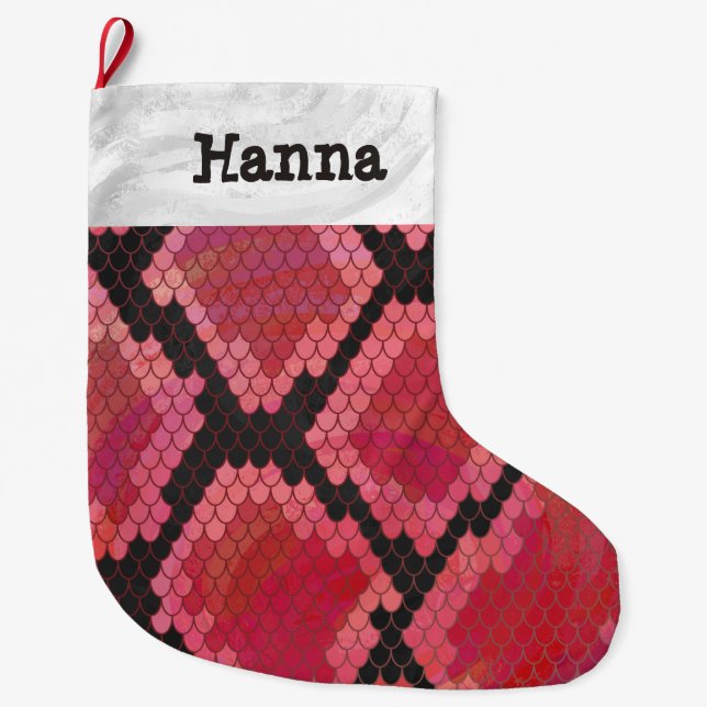 Meia De Natal Grande Preto e vermelho do cobra (Frente)