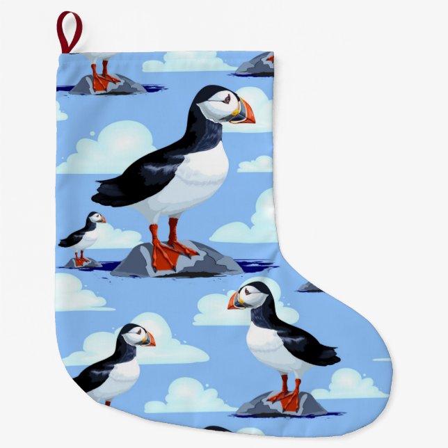Meia De Natal Grande Puffin Cute Atlantic Seabird (Frente)