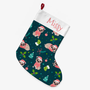 Meia De Natal Grande Pug de Cueca