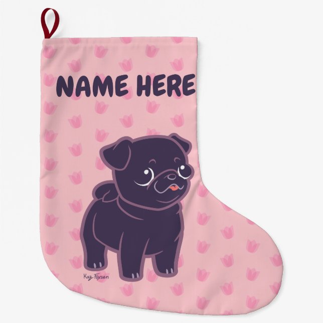 Meia De Natal Grande Pug de Kawaii (Frente)