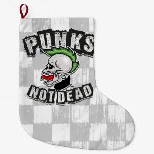 Meia De Natal Grande Punks Not Morto Skull Mohawk Punk Rock Rocker