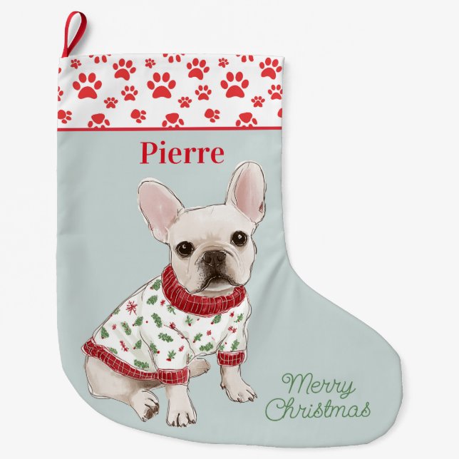 Meia De Natal Grande Puppies in Pajamas Dog (Frente)