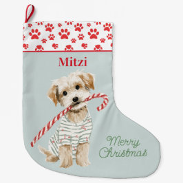 Meia De Natal Grande Puppies in Pajamas Dog