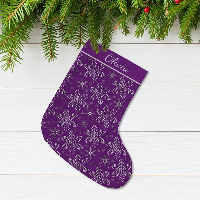 Meia De Natal Grande Purple e prata personalizados (Criador carregado)