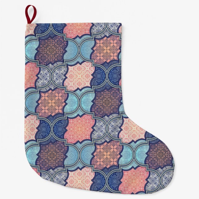 Meia De Natal Grande Quatrefoil (Frente)