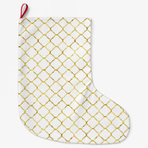 Meia De Natal Grande Quatrefoil Dourado