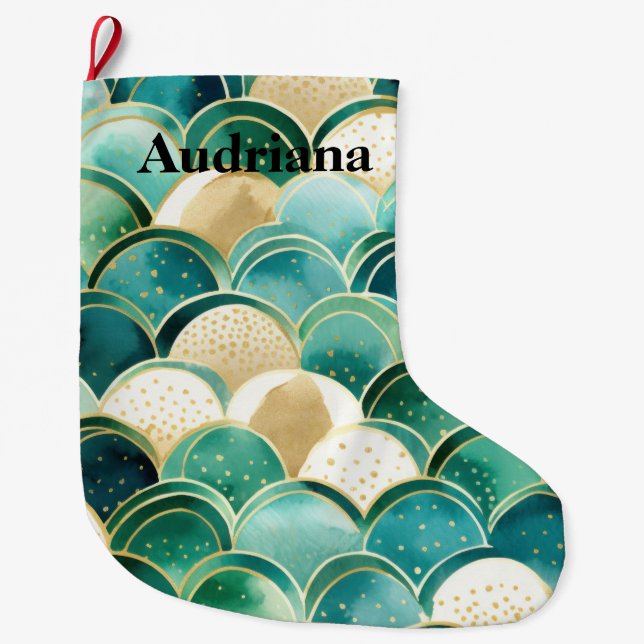 Meia De Natal Grande Quente Quente Sage Green Mint (Frente)