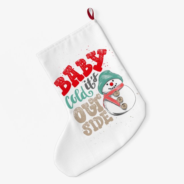 Meia De Natal Grande Querida, está frio fora do boneco de neve (Verso (Pendurada))