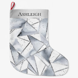 Meia De Natal Grande Quic Silver White Triangs Fúria Natal