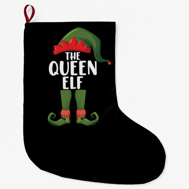 Meia De Natal Grande Rainha Elf Matching Family Christmas Women (Frente)