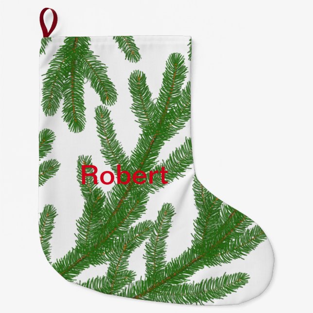 Meia De Natal Grande Ramais de árvores verdes (Frente)