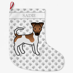 Meia De Natal Grande Raposa Branca E Suave Cão E Nome Cugado