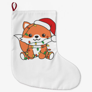Meia De Natal Grande Raposa Natal Animais de inverno Raposa de Natal