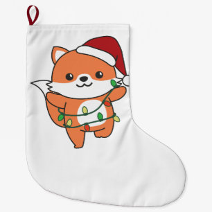 Meia De Natal Grande Raposa Natal Animais de inverno Raposa de Natal