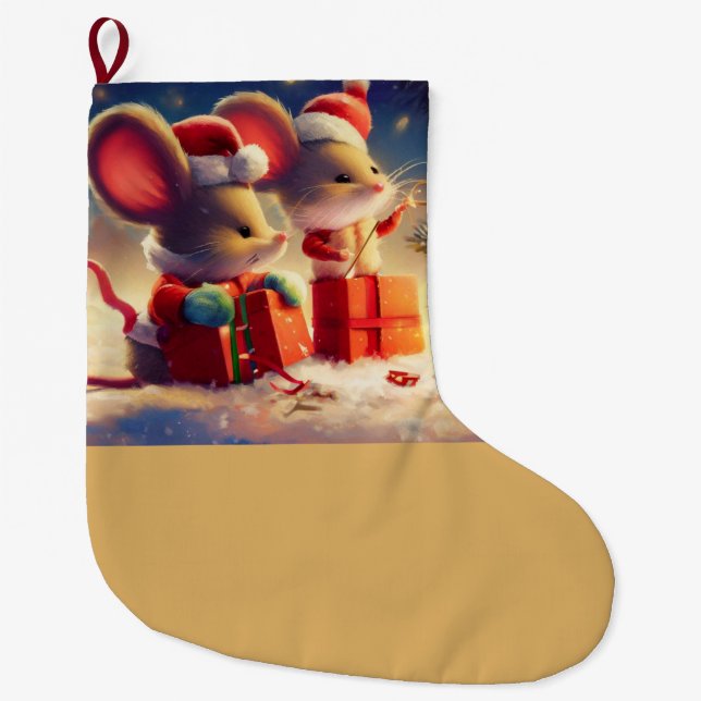 Meia De Natal Grande Rato de Natal 3 (Frente)