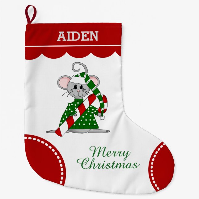 Meia De Natal Grande Rato do Natal (Frente)