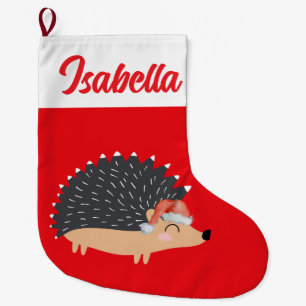 Meia De Natal Grande Red Felry Natal Porcupine Santa hat Xmas