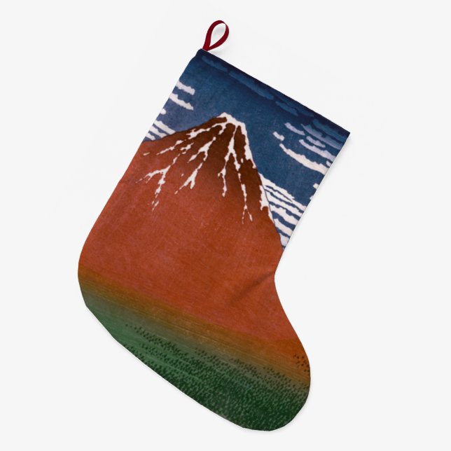 Meia De Natal Grande Red Fuji, Aka Fujiyama Volcano Katsushika Hokusai (Frente (Pendurada))