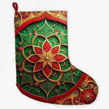 Red Gold Christmas Holiday Stocking