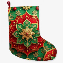 Meia De Natal Grande Red Gold Christmas Holiday Stocking