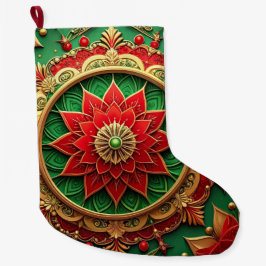 Meia De Natal Grande Red Gold Christmas Holiday Stocking