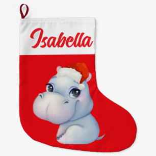 Meia De Natal Grande Red Merry Christmas hippo pet Santa hat Xmas