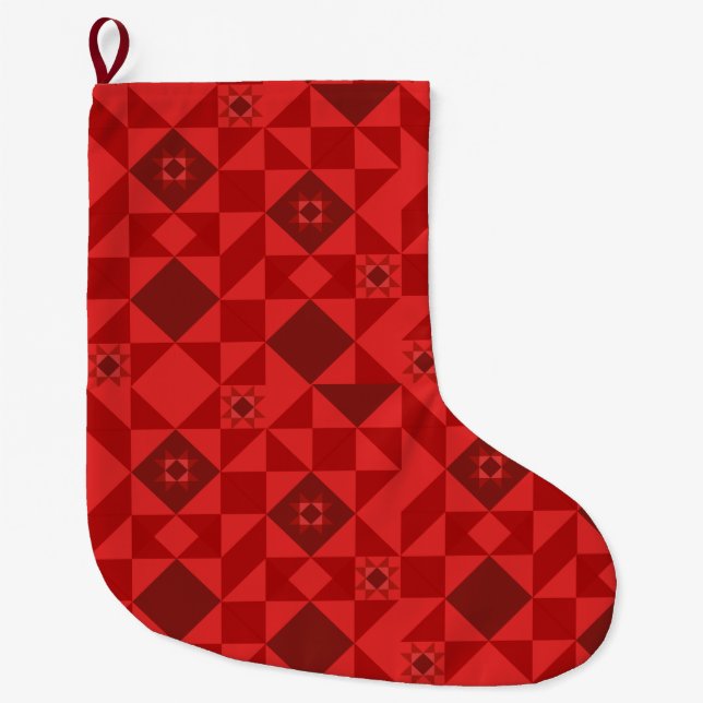 Meia De Natal Grande Red Nordic Star Christmas Bright (Frente)