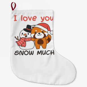 Meia De Natal Grande Red Panda I Love You Snow Muita Neve Pun
