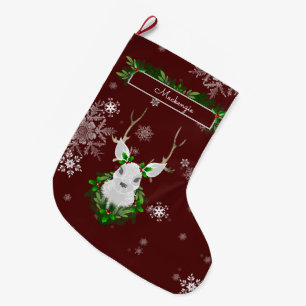 Meia De Natal Grande Red Reindeer Stocks
