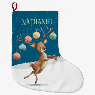 Meia De Natal Grande Reinador Personalizado para Dança em Cute