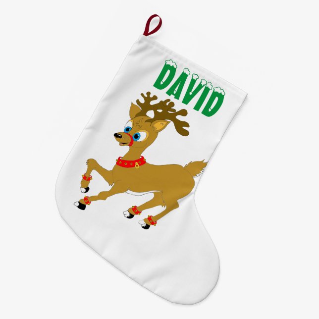 Meia De Natal Grande Reindeer de Natal (Frente (Pendurada))