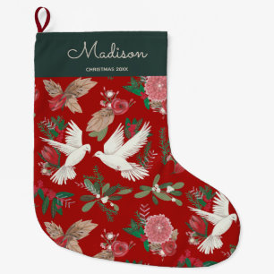 Meia De Natal Grande Renascer floral de Natal