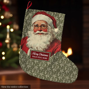 Meia De Natal Grande Retro Papai Noel empilhando Férias Antigas, Movime