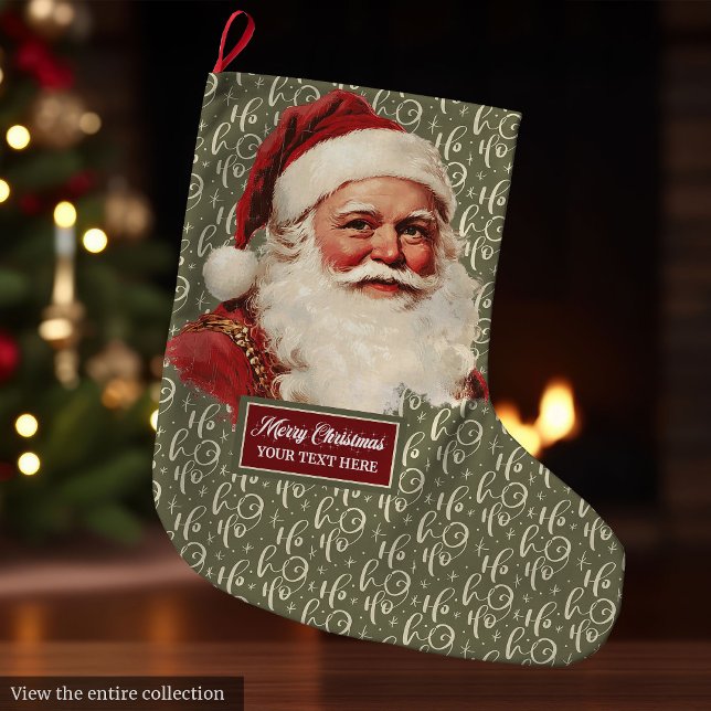Meia De Natal Grande Retro Vintage Santa Claus empilhando Natal Clássic (Retro Vintage Santa Claus Stocking Classic Xmas)