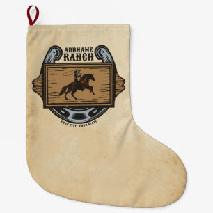 Meia De Natal Grande Roping Cowboy ADD NAME Western Family Horse Rankin