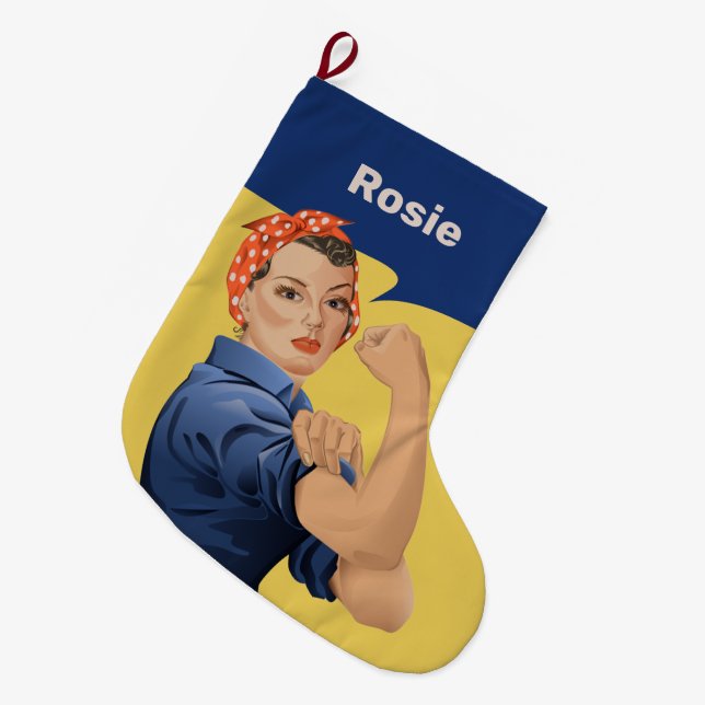 Meia De Natal Grande Rosie the Riveter (Frente (Pendurada))