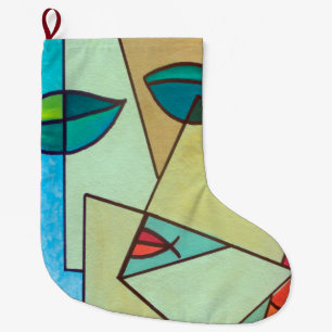 Meia De Natal Grande rosto de abstrato