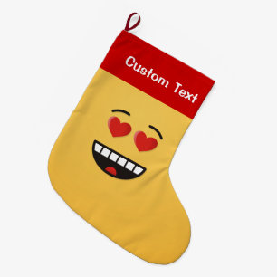 Meia De Natal Grande Rosto sorridente com olhos em forma de coração Peq